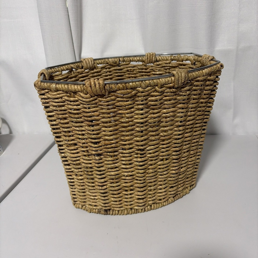 Wicker Multi Use Basket Sturdy Metal Frame